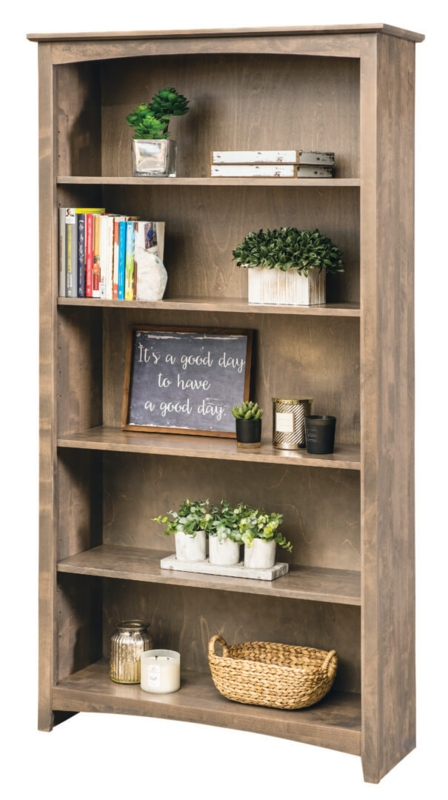 Bookcase Shaker Style Natural Finish Adjustable Shelves Six Tiers