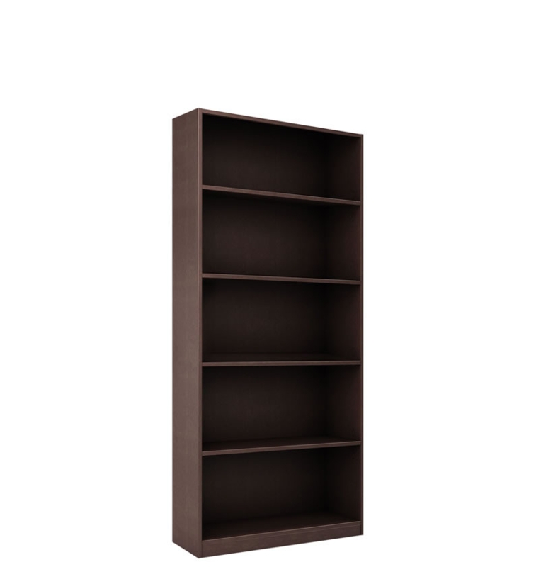 Bookcase Six Foot Tall Matte White 5-Shelf Modern Minimalist