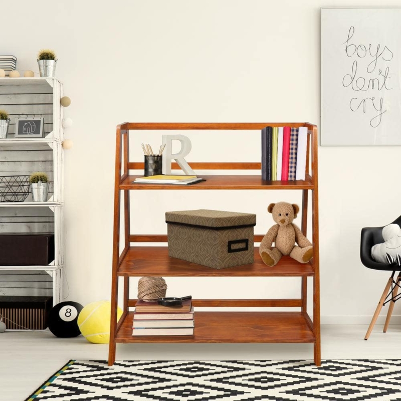 Bookcase Slatted Sides, Mission Style 3 Shelf Bookcase