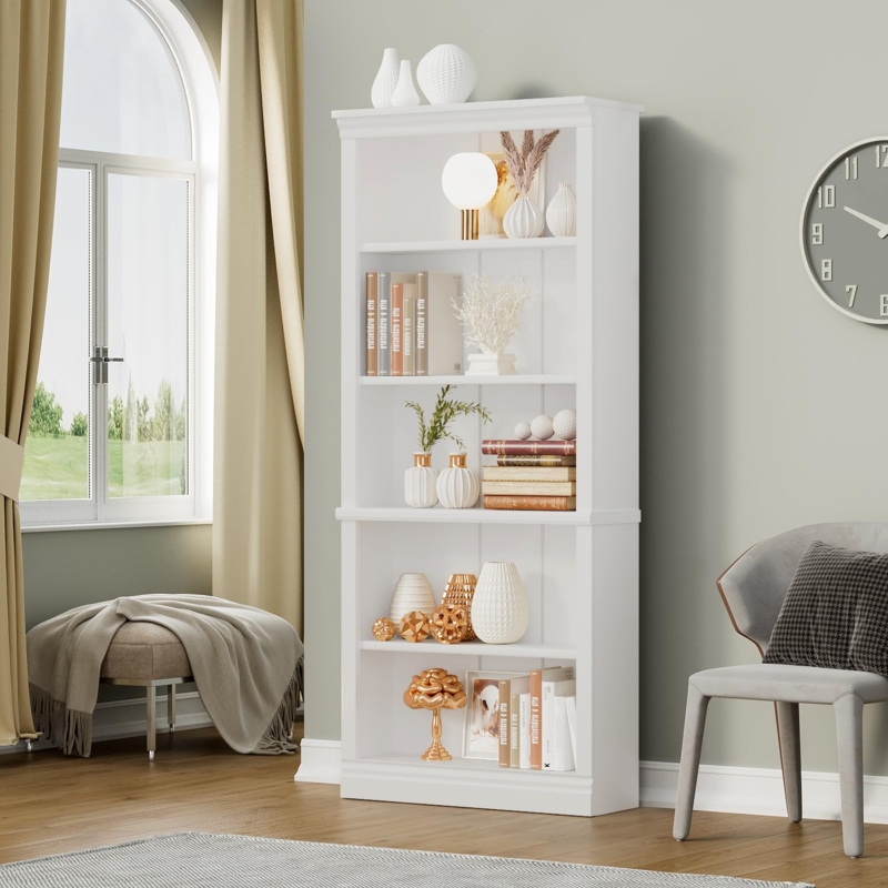 Bookcase Slender Profile Five-Shelves Minimalist Styling