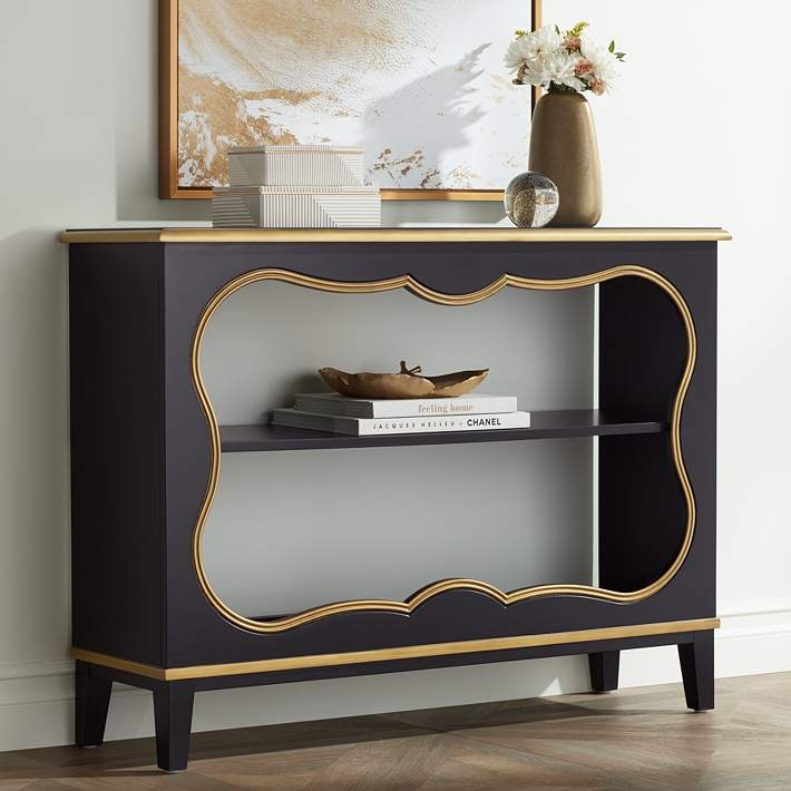Bookcase Slender Rod Supports Matte Black Mid Century Modern Etagere