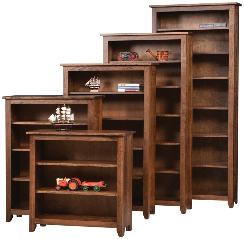 Bookcase Solid Side Posts Espresso Six Tier Shelving Transitional