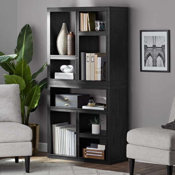 Bookcase Stackable Design Three Tier Open Shelves Modular