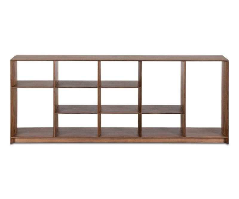Bookcase Staggered Shelves White Oak Look Scandinavian Open Shelf