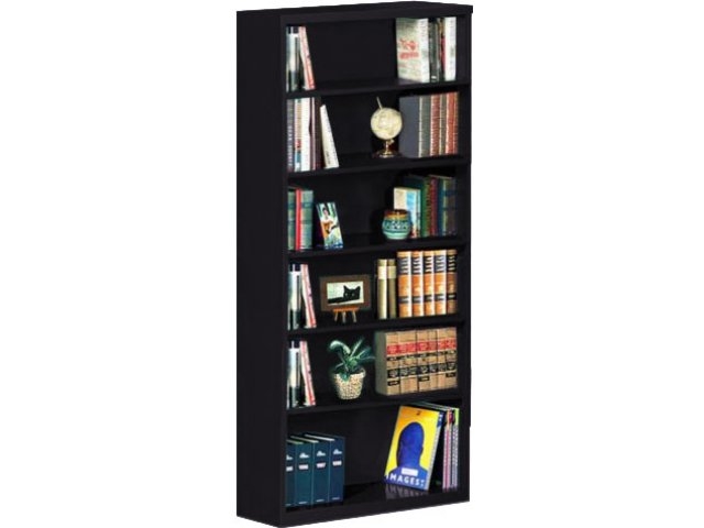Bookcase Steel Construction Grey Finish Six Tier Industrial Style