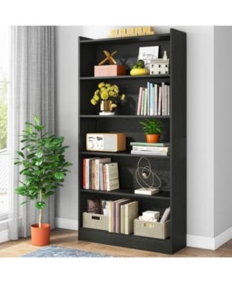 Bookcase Tall Black Metal Library Unit Open Shelf