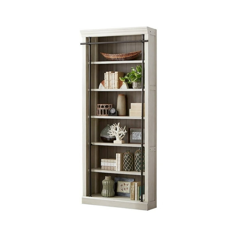 Bookcase Tall White Crown Molding Traditional Library Wall Storage