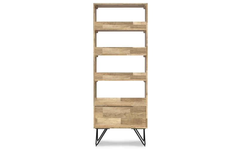 Bookcase Tapered Sides Two Door Cabinet Natural Wood Scandinavian