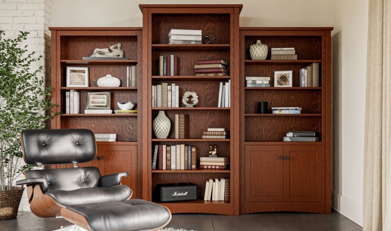 Bookcase Traditional Wood Crown Molding Six Tier Tall Library
