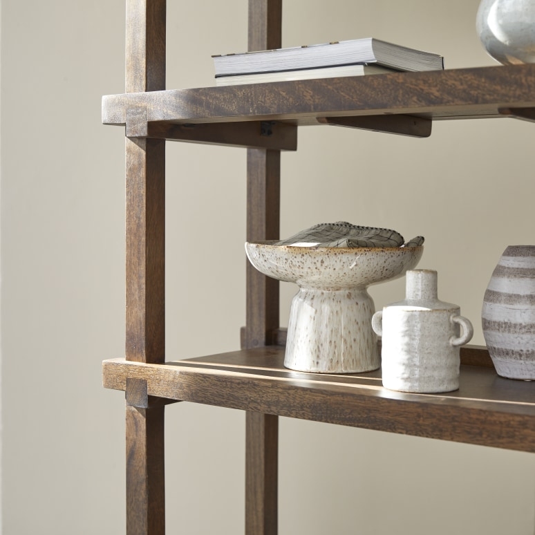 Bookcase Triple Arched Top Vertical Slats Honey Brown Wood