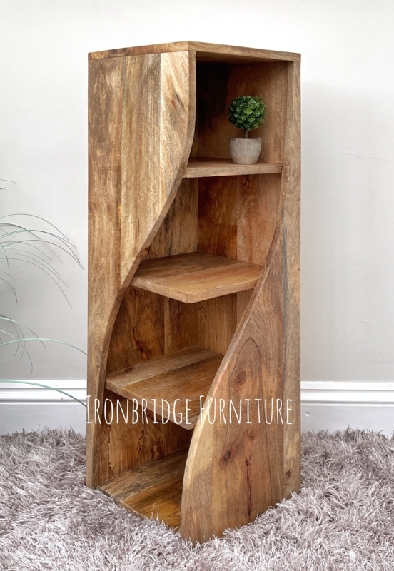 Bookcase Twisted Silhouette Staggered Cubbies Narrow Rustic Modern