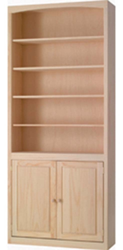 Bookcase Unfinished Wood Raised Panel Doors Adjustable Shelves