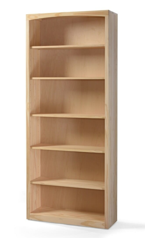 Bookcase Unfinished Wood Six Tier Open Shelves Shaker Style