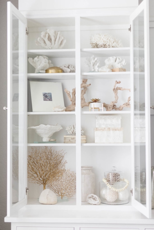 Bookcase Wainscoting Background Light Wood Tones Coastal Styling