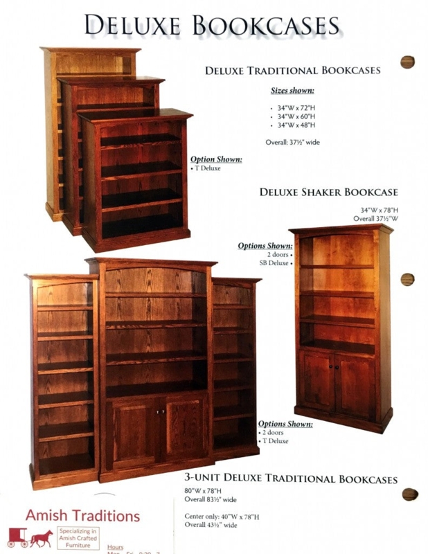 Bookcase Wall Unit 3-Piece Modular Set Warm Cherry Traditional Library