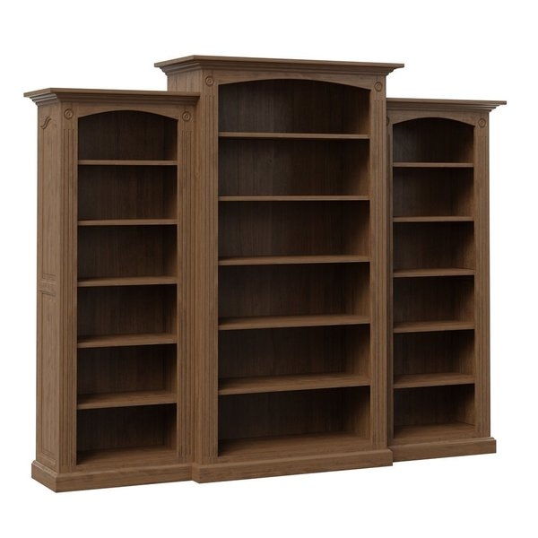 Bookcase Wall Unit Traditional Three Piece Set Raised Panel Sides