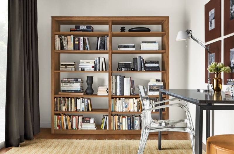 Bookcase, Walnut Finish, Vertical Dividers, Modern Transitional Style