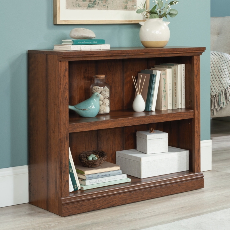 Bookcase Washington Cherry Finish Decorative Molding Compact Storage