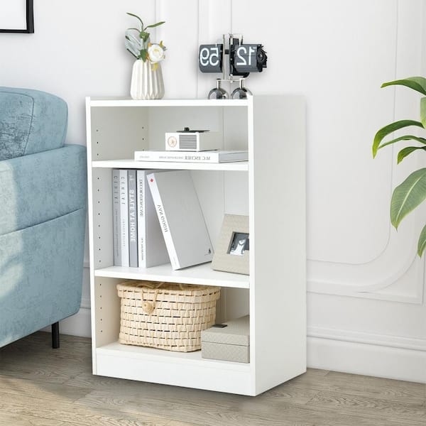 Bookcase White Arched Top Cottage Style Low Profile Shelving