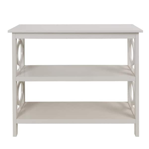 Bookcase White Geometric Fretwork Sides Coastal Transitional Storage