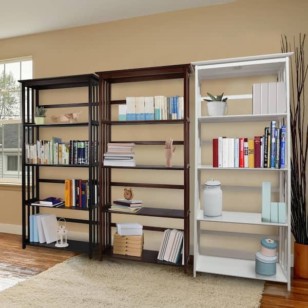 Bookcase, White Mission Style, Slatted Sides, Airy Design