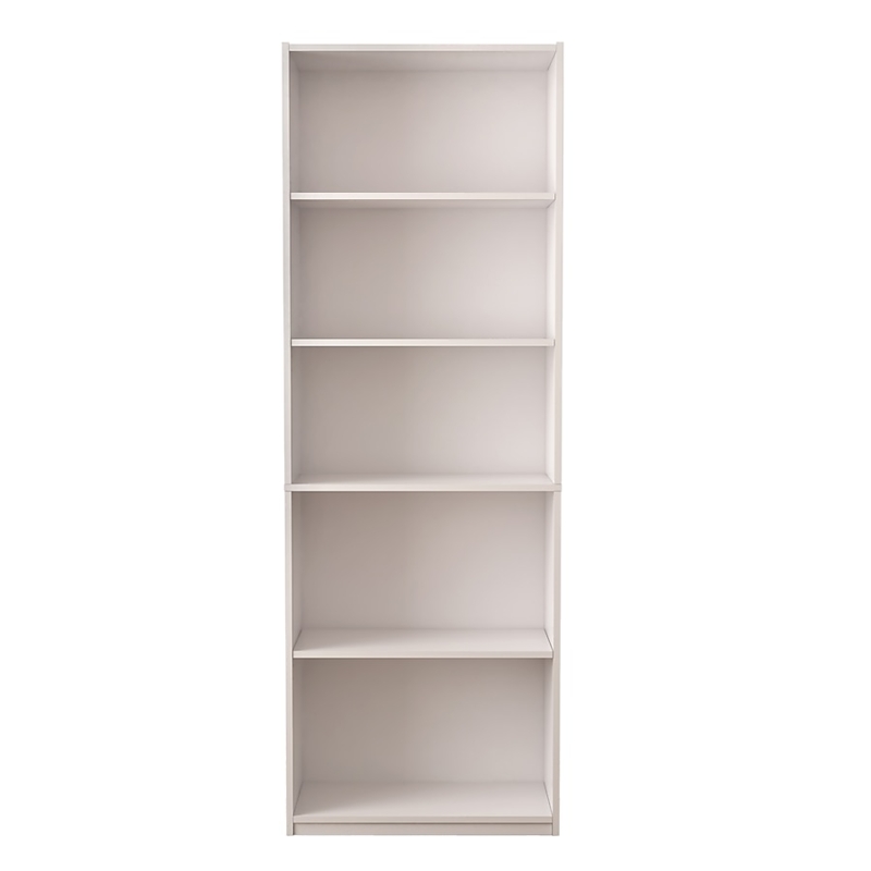 Bookcase White Narrow Profile Adjustable Shelves Contemporary Storage