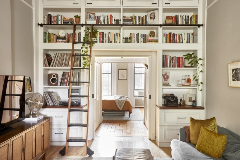 Bookcase White Painted Wood Tall Silhouette Open Shelf Partition