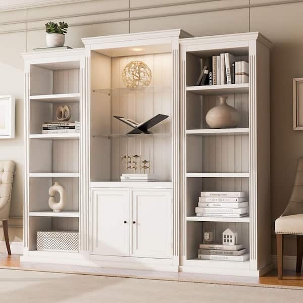 Bookcase with Integrated LED Lighting and Glass Display Shelving