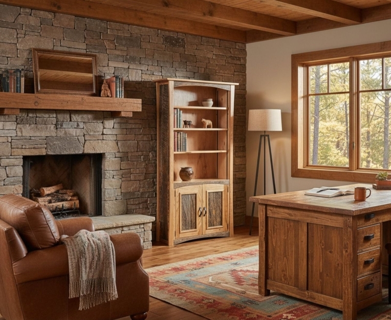 Bookcase with Storage Drawers, Craftsman Distressed Finish
