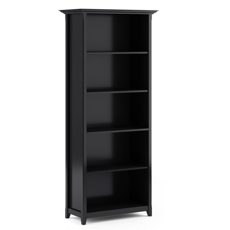 Bookcase with Tapered Legs and Molded Crown Top, Traditional Wood Toned