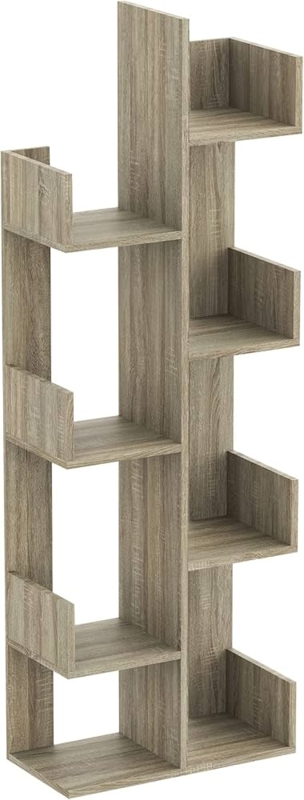 Bookshelf, 8 Compartments, Staggered Shelves, Geometric.