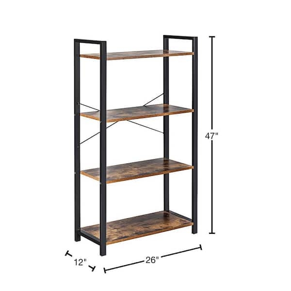 Bookshelf A-Frame Silhouette Rustic Brown Industrial 4-Tier
