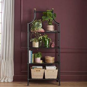 Bookshelf Arched Top Black Metal Transitional Open Shelving