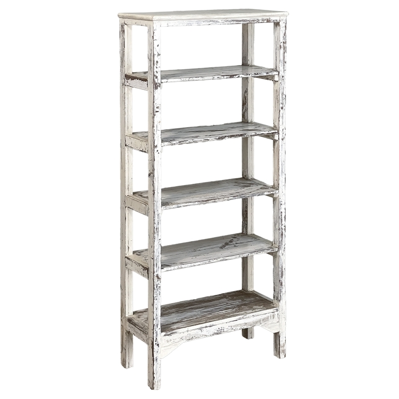 Bookshelf Arched Top with Bottom Drawer and Heavily Distressed Finish