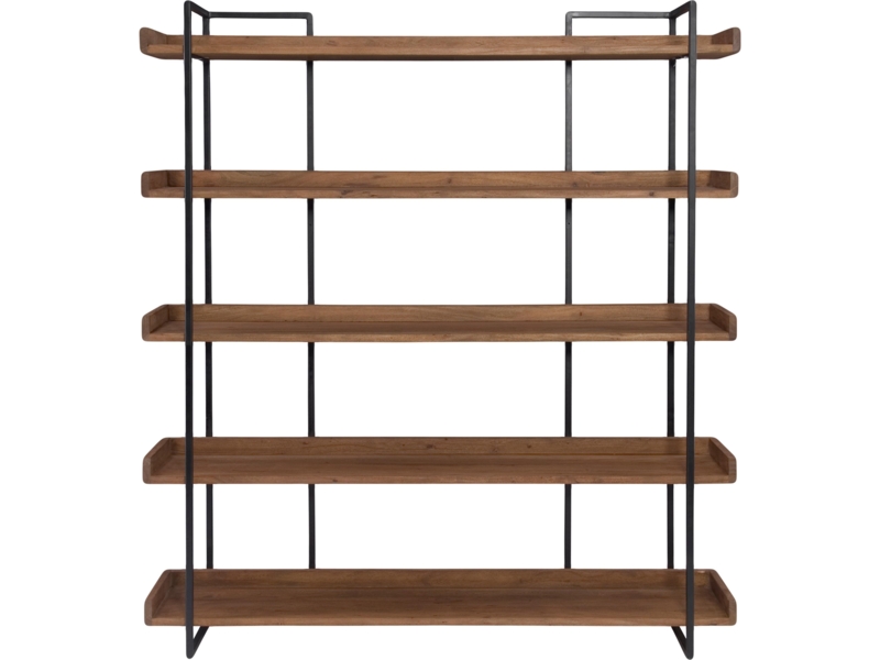 Bookshelf Asymmetrical Shelving Staggered Design Light Wood Contemporary