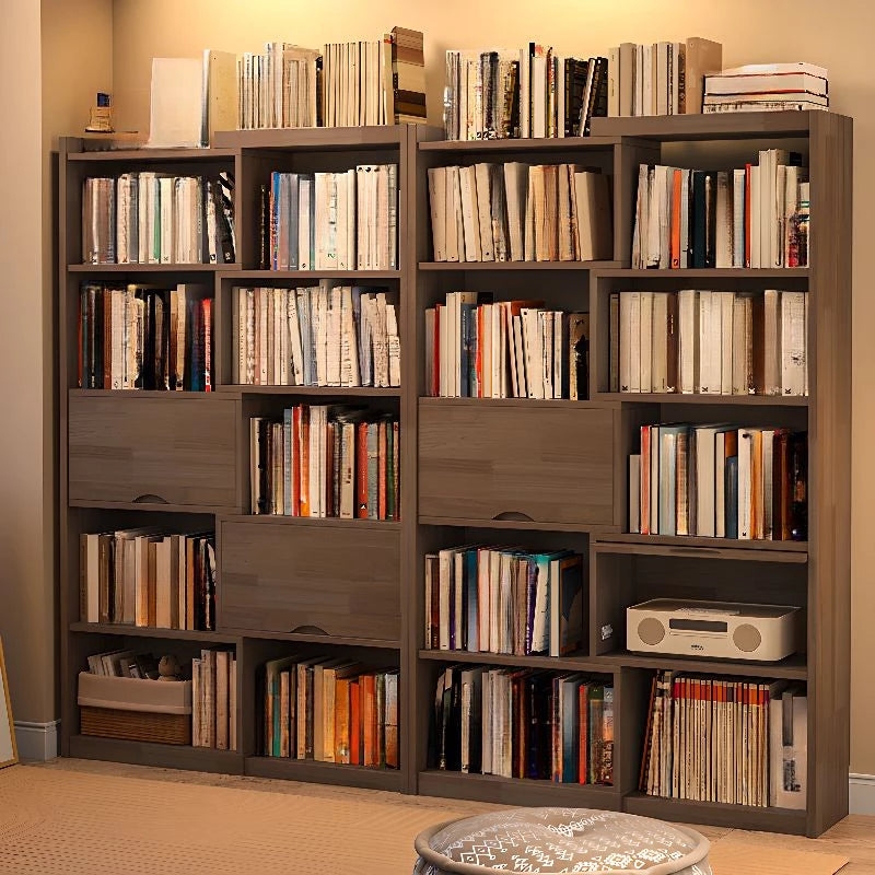 Bookshelf Expandable Design Slatted Sides Cabinet Doors Scandi Style