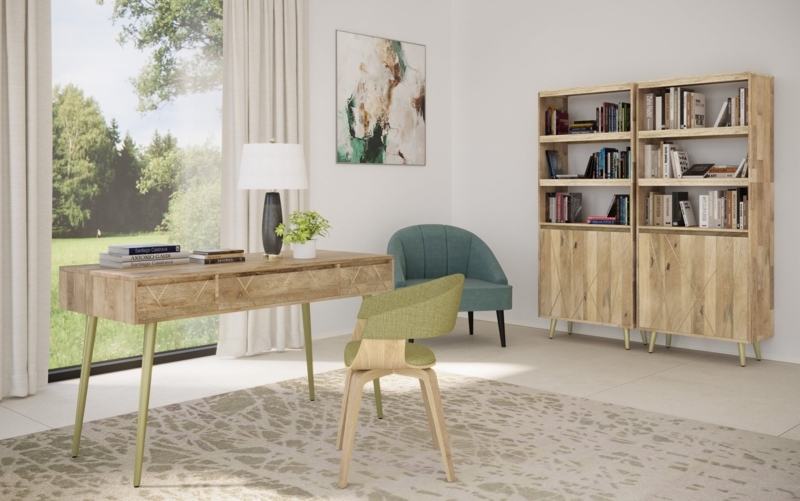 Bookshelf Hairpin Legs Cabinet Doors Mid-Century Modern Wood
