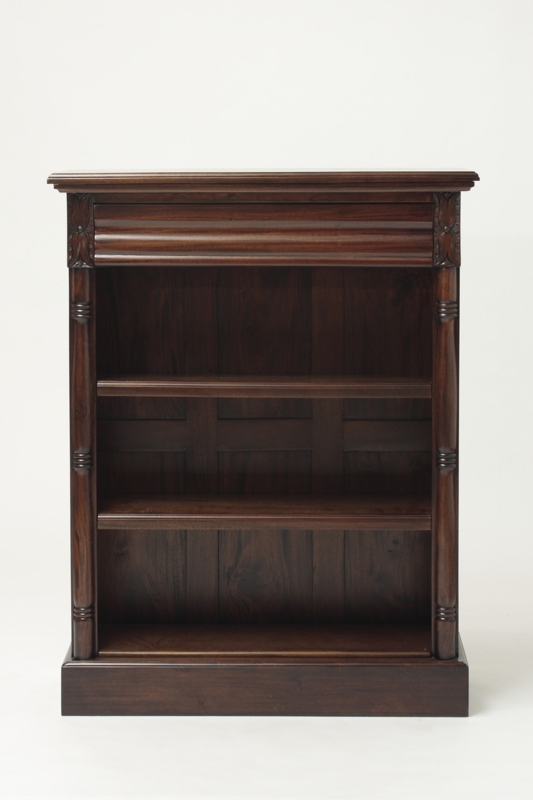 Bookshelf Low Profile, Traditional Mahogany Low Bookshelf