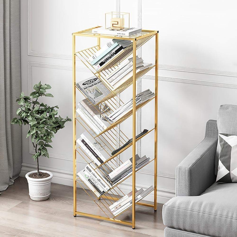 Bookshelf Mid-Century Modern Glass Shelves Airy Office Storage