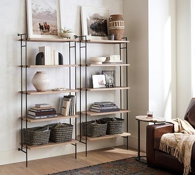 Bookshelf Modern Farmhouse Grey Open Shelf X-Brace Sides