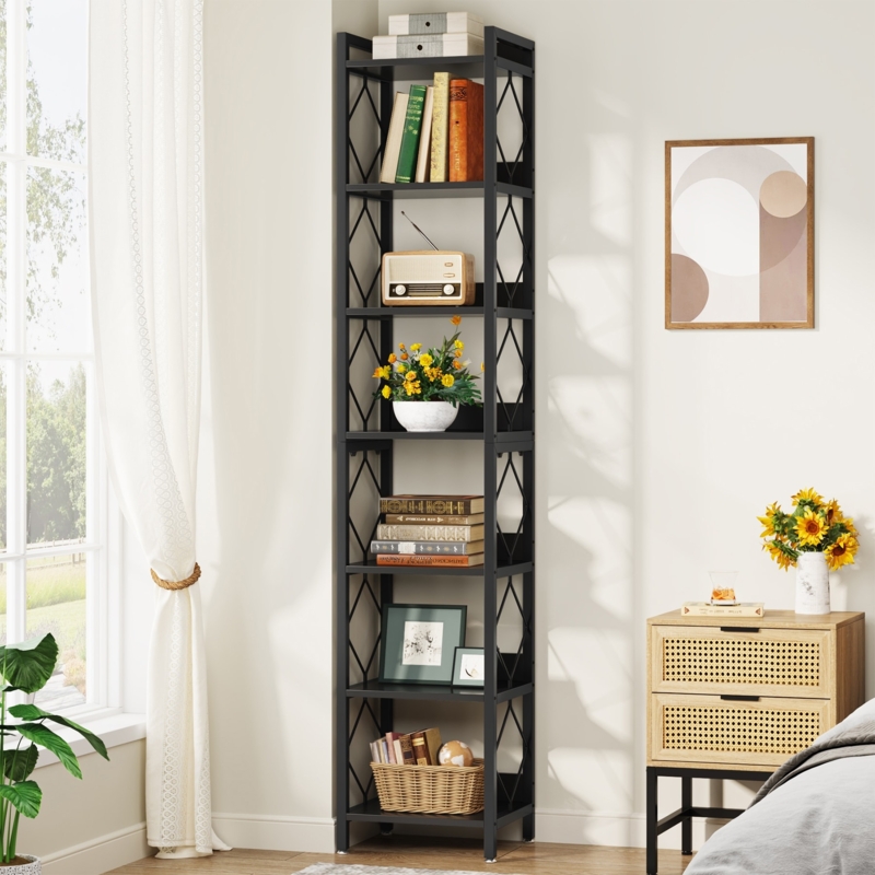 Bookshelf Narrow Silhouette Gold Frame Contemporary Glam