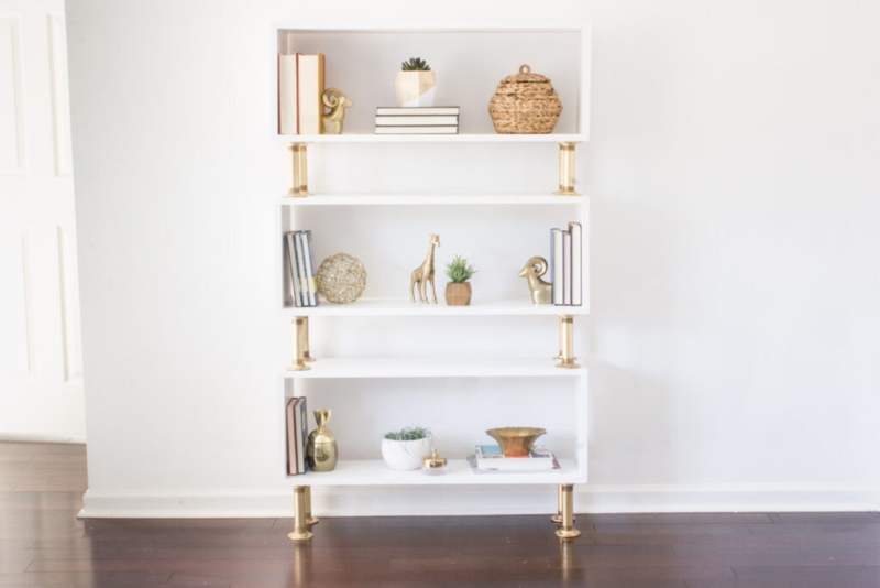 Bookshelf Pipe Frame Dark Metal Wood Toned Industrial Shelving Unit