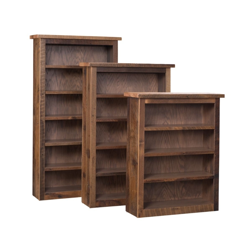 Bookshelf Rustic Reclaimed Wood Thick Plank Lodge Style Open shelving