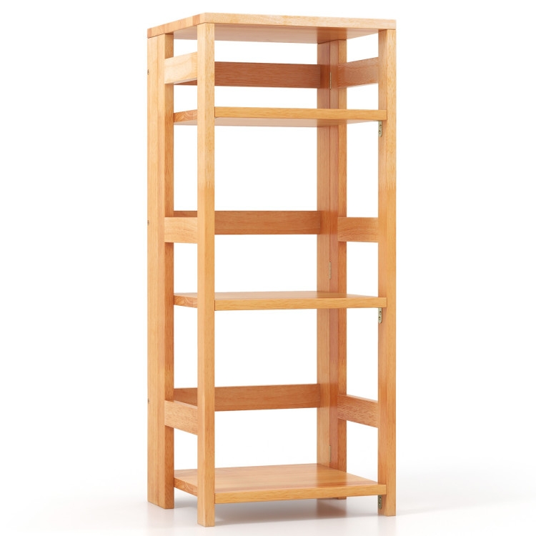 Bookshelf Slatted Sides 4-Tier Open Silhouette Scandinavian Style