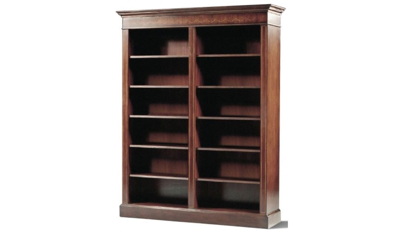 Breakfront Bookcase Marquetry Inlay, Traditional Breakfront Display Cabinet