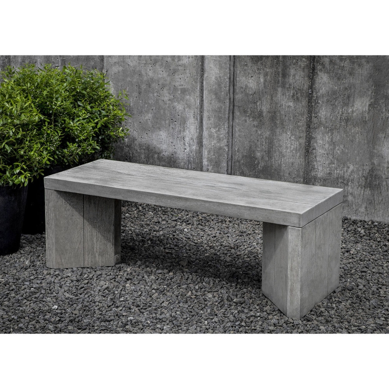 Brutalist Garden Bench Stone-Like Texture Block Legs Backless