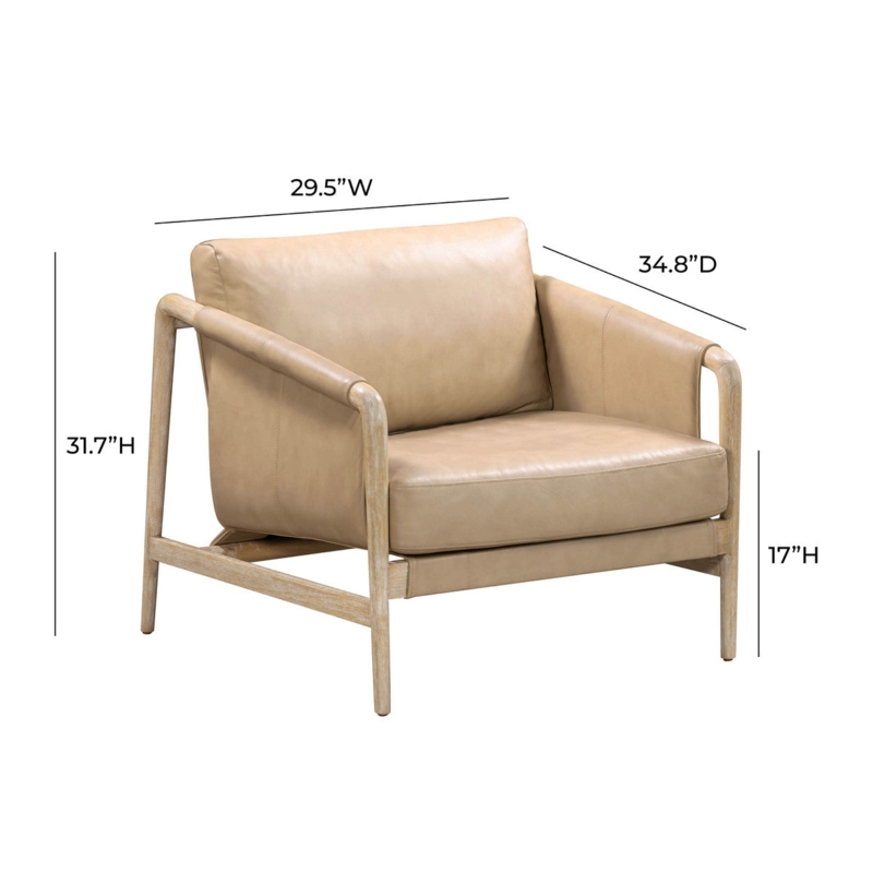 Bucket Accent Chair, Cognac Leather-Like, Wrap-Around Metal Frame
