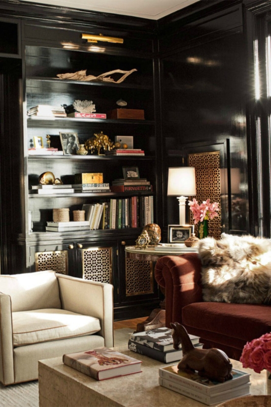 Built-In Bookcase Wall, Floor-to-Ceiling Dramatic Library Shelving