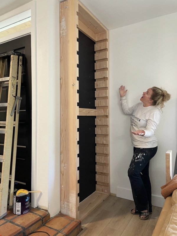 Built-In Wood Bookcase, Integrated Baseboard