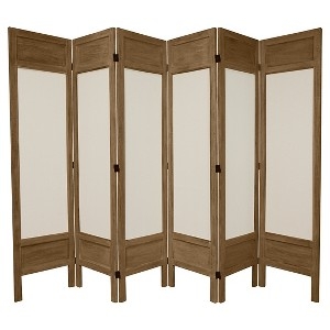 Burnt Grey 6-Panel Room Divider Fabric Folding Privacy Screen